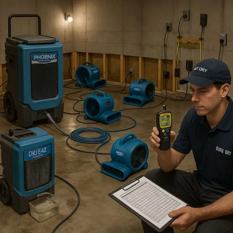 Structural Drying and Dehumidification process in Rollinsford, NH